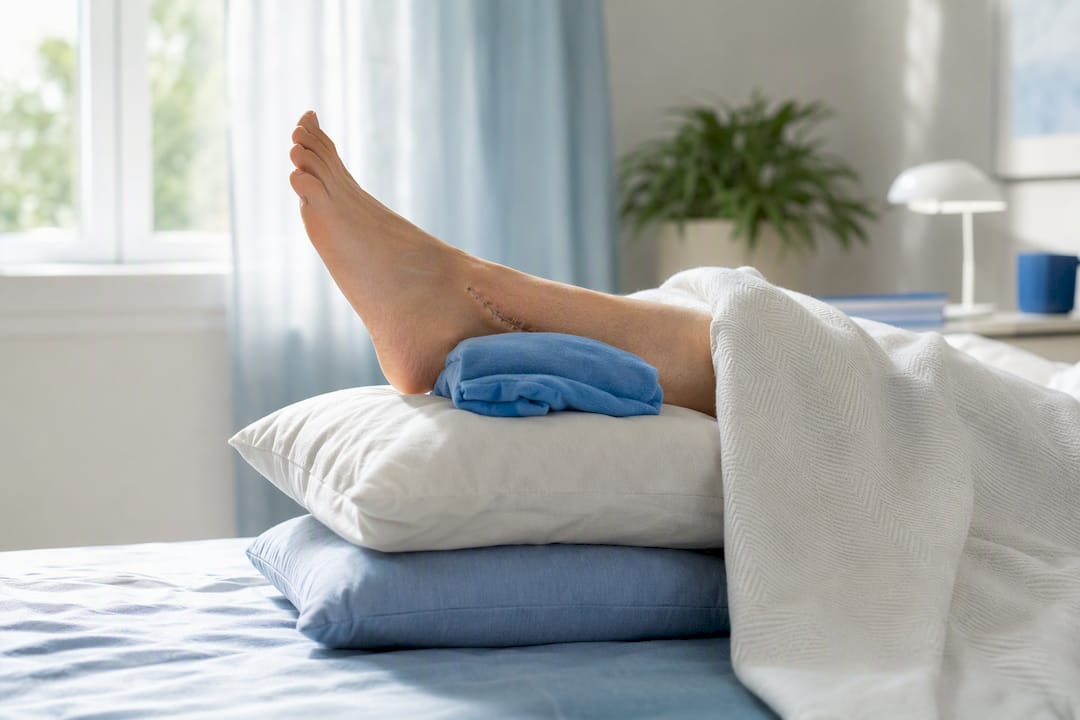 Gamba sollevata nel periodo post-operatorio