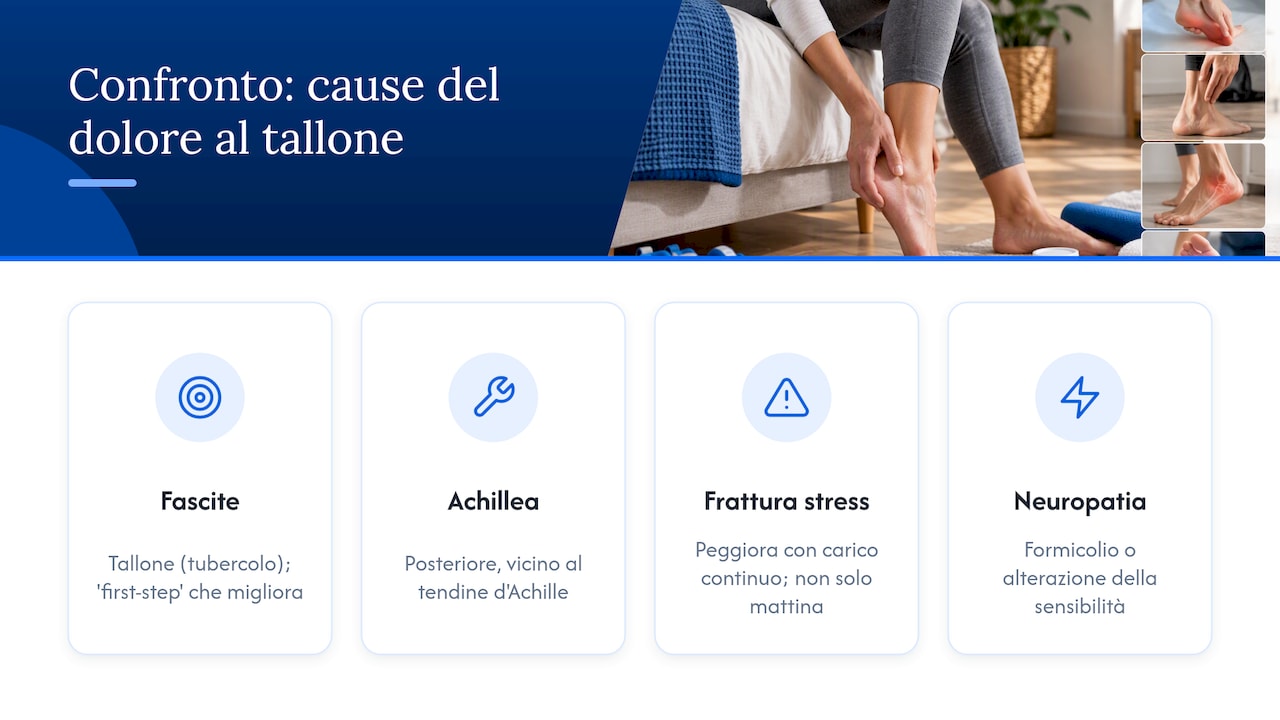 Confronto tra quattro cause del dolore al tallone