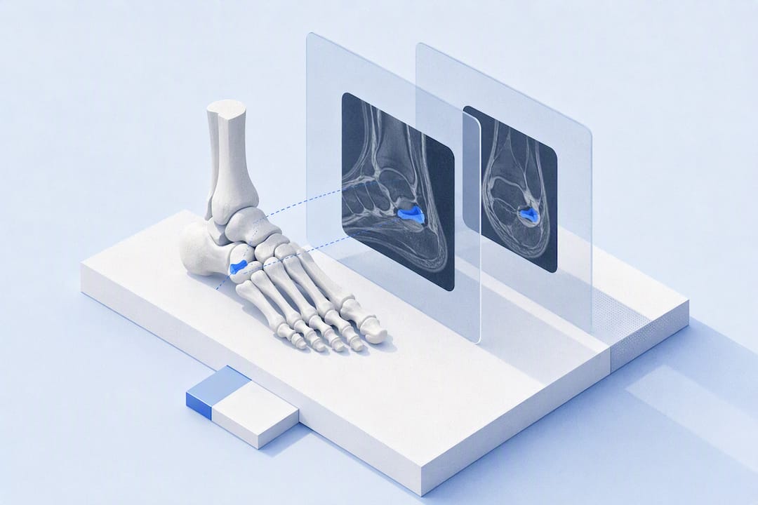 Immagine diagnostica dell'osso navicolare accessorio